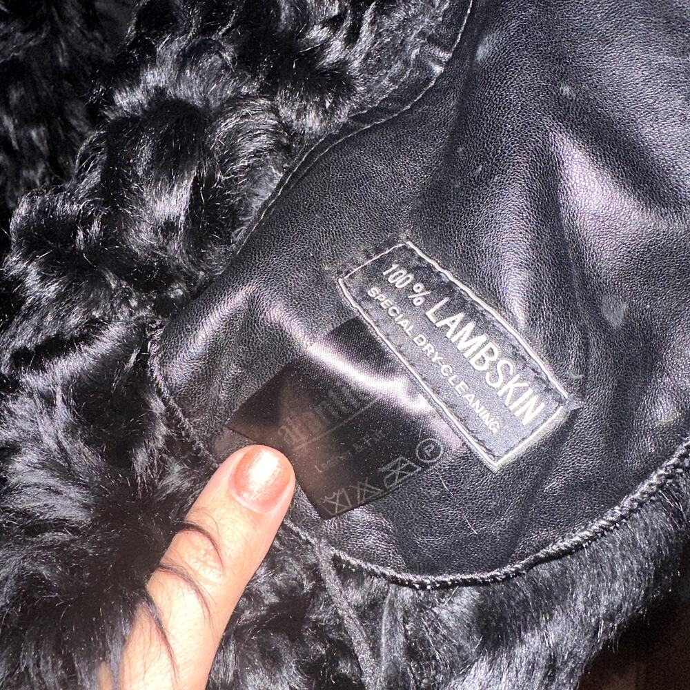 Atlantis Exclusive Black Lambskin Fur Leather Coat - Picture 5 of 7